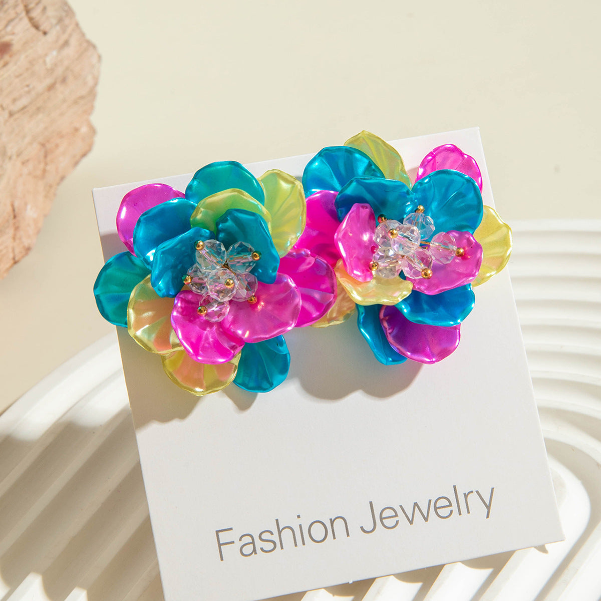 Wholesale 5pcs/pack sweet color resin petals flower earrings